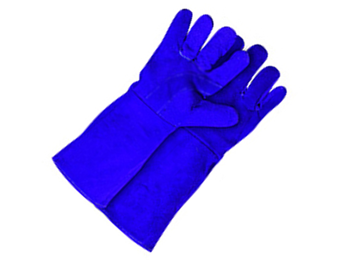 ถุงมือหนังกันความร้อนสีน้ำเงิน ยาว 16 นิ้ว