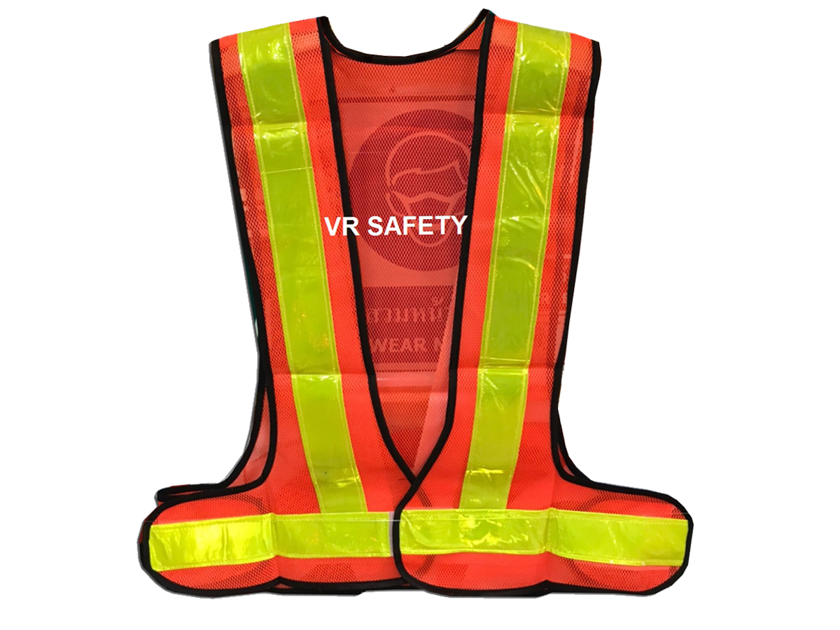 เสื้อสะท้อนแสงแบบผ้าตาข่าย สีส้ม R-07